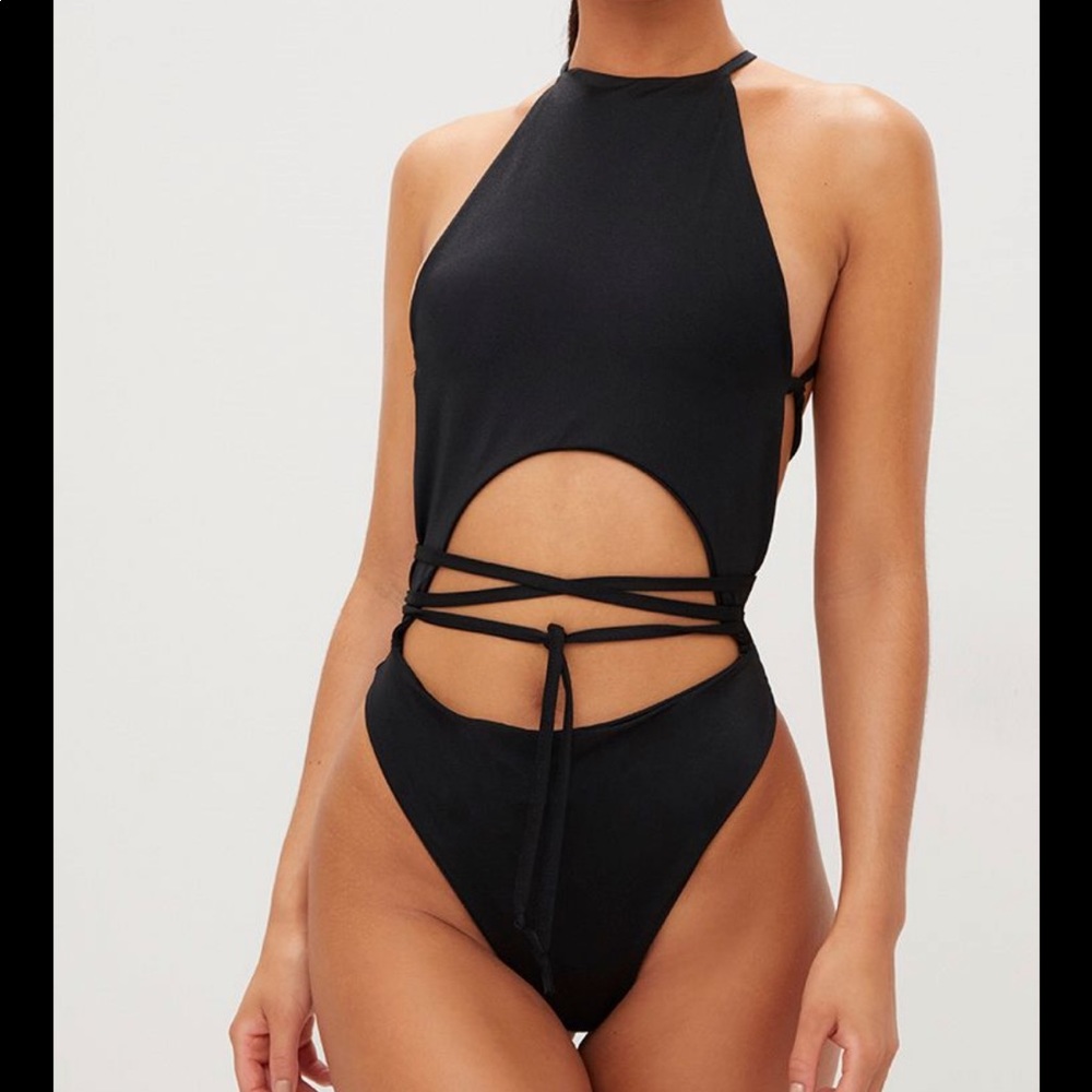 Black high rise swimsuit